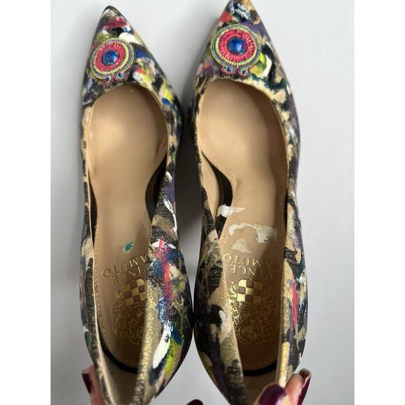 Vince Camuto Abstract Multicolor Embellished Pointed Toe Heels Women’s Size 7.5 - Picture 7 of 8